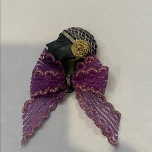 Vintage-Inspired Black and Purple Brooch